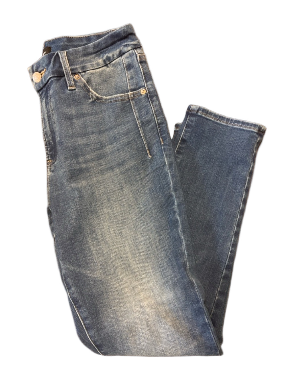 Express Mid Rise Medium Wash FlexX Skinny Jeans Size M 6/8/10 Short Inseam